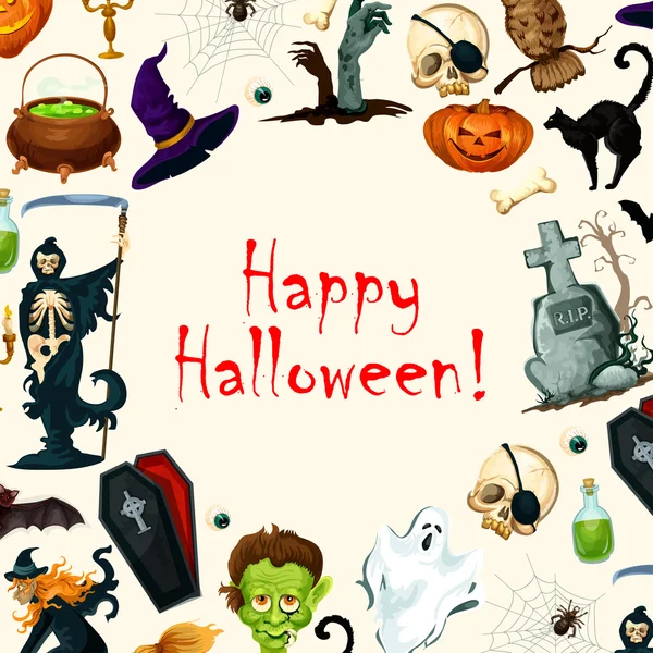 Tarjeta de felicitación feliz Halloween — Archivo Imágenes Vectoriales