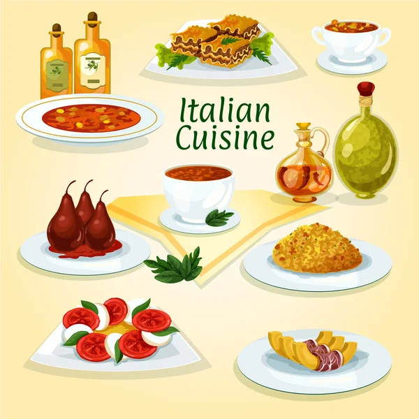 Italienische Küche populäre Gerichte Ikone — Stockvektor