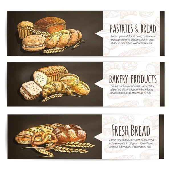 Bäckerei frisches Brot und Gebäck Poster — Stockvektor