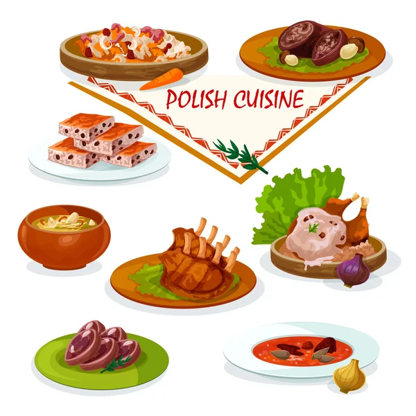 Polnische Küche pikante Gerichte Ikone für Menügestaltung — Stockvektor