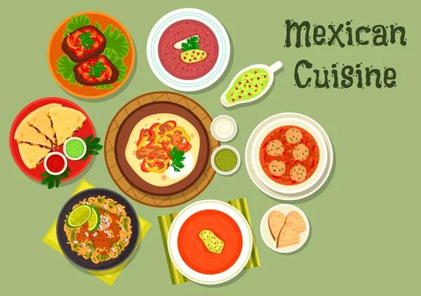 Cocina mexicana restaurante cena icono — Vector de stock