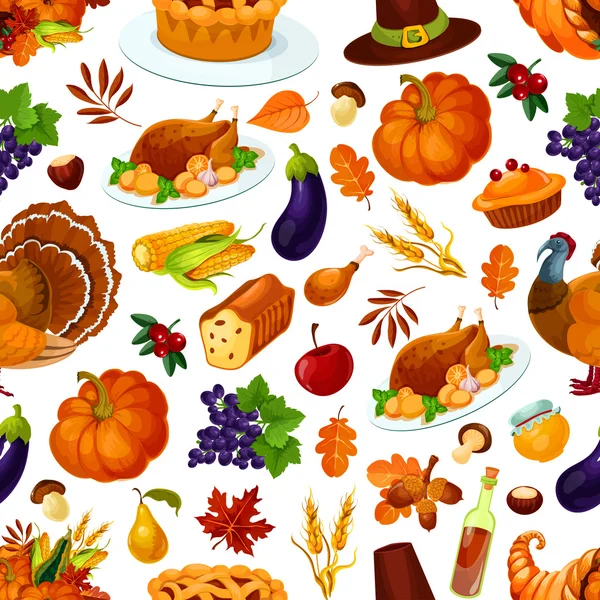 Día de Acción de Gracias patrón sin costura colorido de vacaciones — Vector de stock