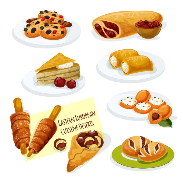 Icône des desserts pâtissiers de la cuisine européenne orientale — Image vectorielle