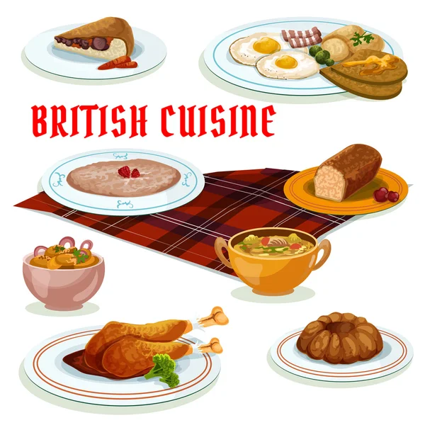 British cuisine breakfast icon for menu design — Stock Vector