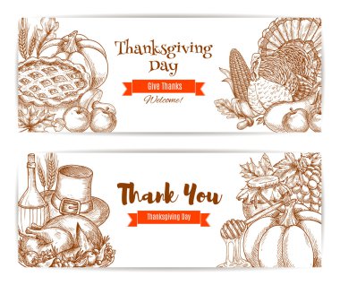 Şükran günü afiş, tebrik kartları seti