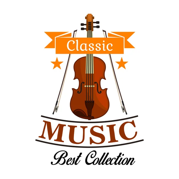 Klassik-Ikone mit Geige und Bögen — Stockvektor