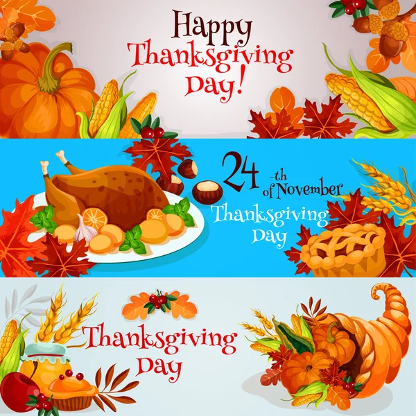 Thanksgiving banners, greeting card set — Διανυσματικό Αρχείο