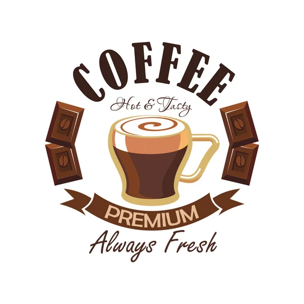Coffee shop symbol with espresso and chocolate — Διανυσματικό Αρχείο