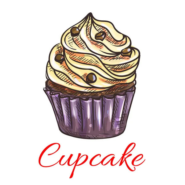 Cupcake con crema e schizzo di cioccolato — Vettoriale Stock