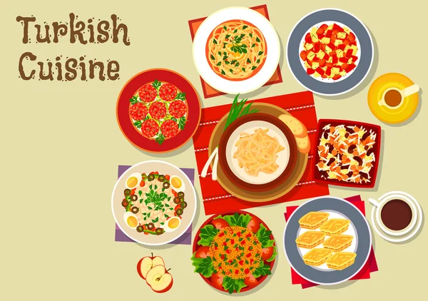 Cuisine turque plats pour icône du dîner festif — Image vectorielle