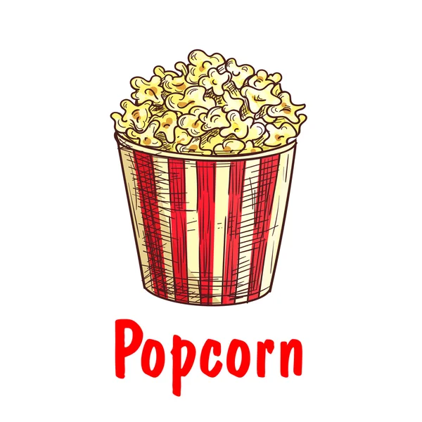 Popcorn bucket sketch for fast food design — Stock Vector