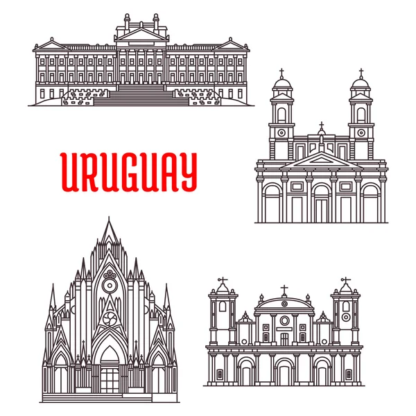 Uruguayan travel landmarks thin line icon — Stock Vector