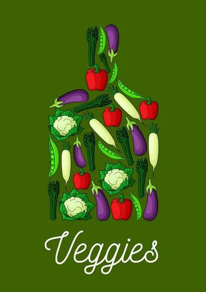 Schneidebrett-Symbol mit Gemüse-Symbolen — Stockvektor
