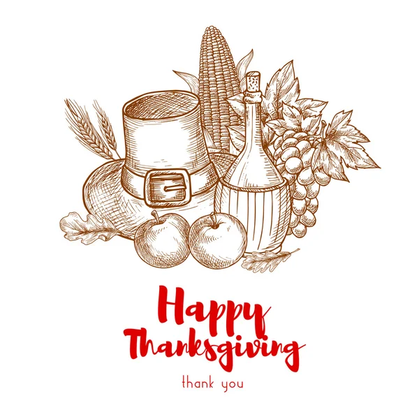 Joyeux Thanksgiving Carte de voeux de vacances — Image vectorielle