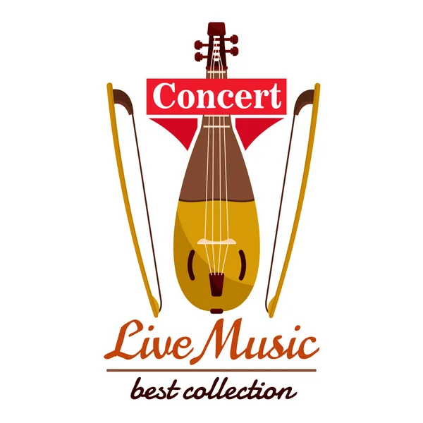 Violin with bows. Concert live music emblem — Stock vektor