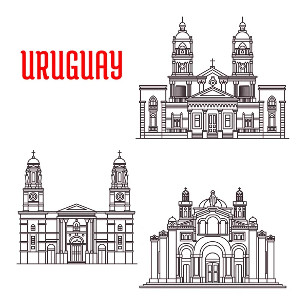 Uruguay architecture landmarks icons — ストックベクタ