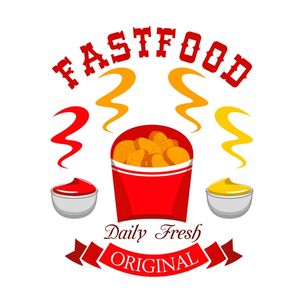 Fast food chicken nuggets emblem — Stockový vektor