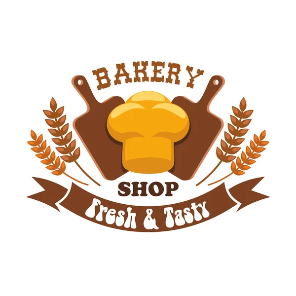 Bakery shop emblem. Fresh and tasty bread loaf — Stockový vektor