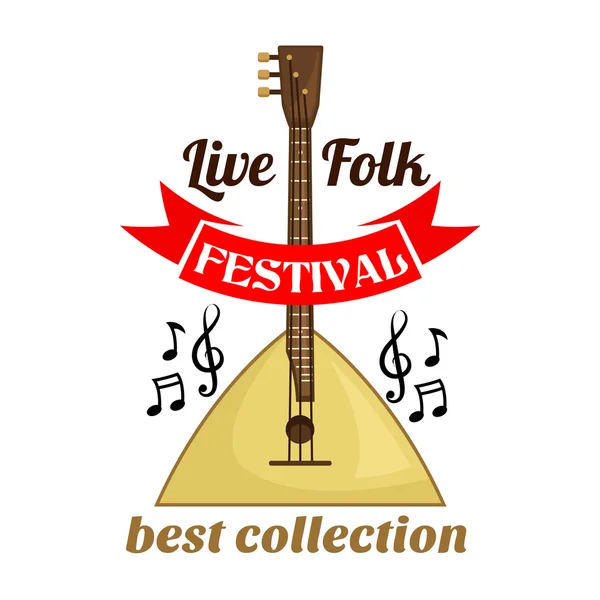 Emblema del festival de música folk en vivo — Vector de stock