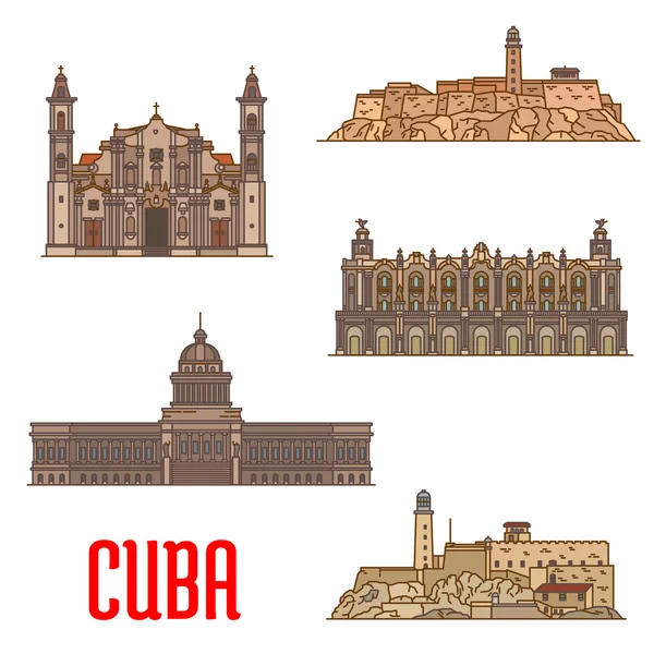 Simge ve Küba'nın Gezilebilecek Yerler — Stok Vektör