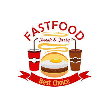 Hamburger lokanta kızarmış yumurta amblemi ile