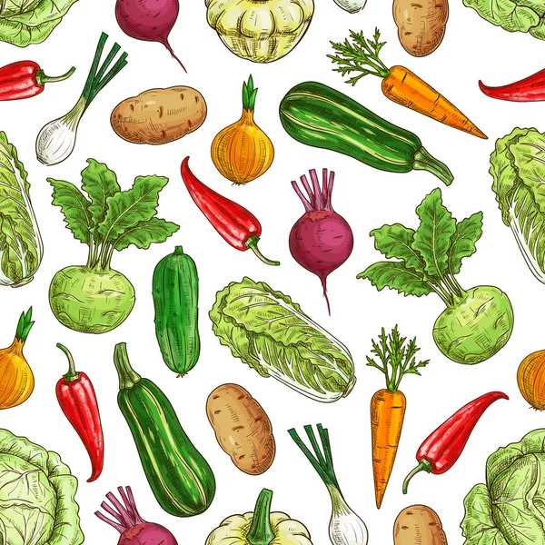 Вегетаріанський безшовний візерунок з овочами — стоковий вектор