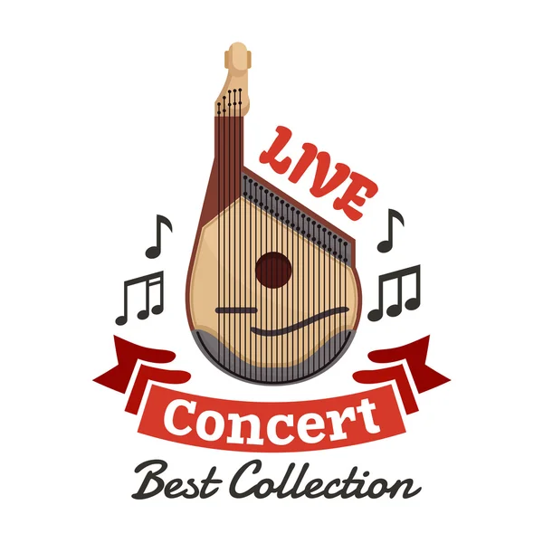 Live instrumentale muziek concert embleem — Stockvector