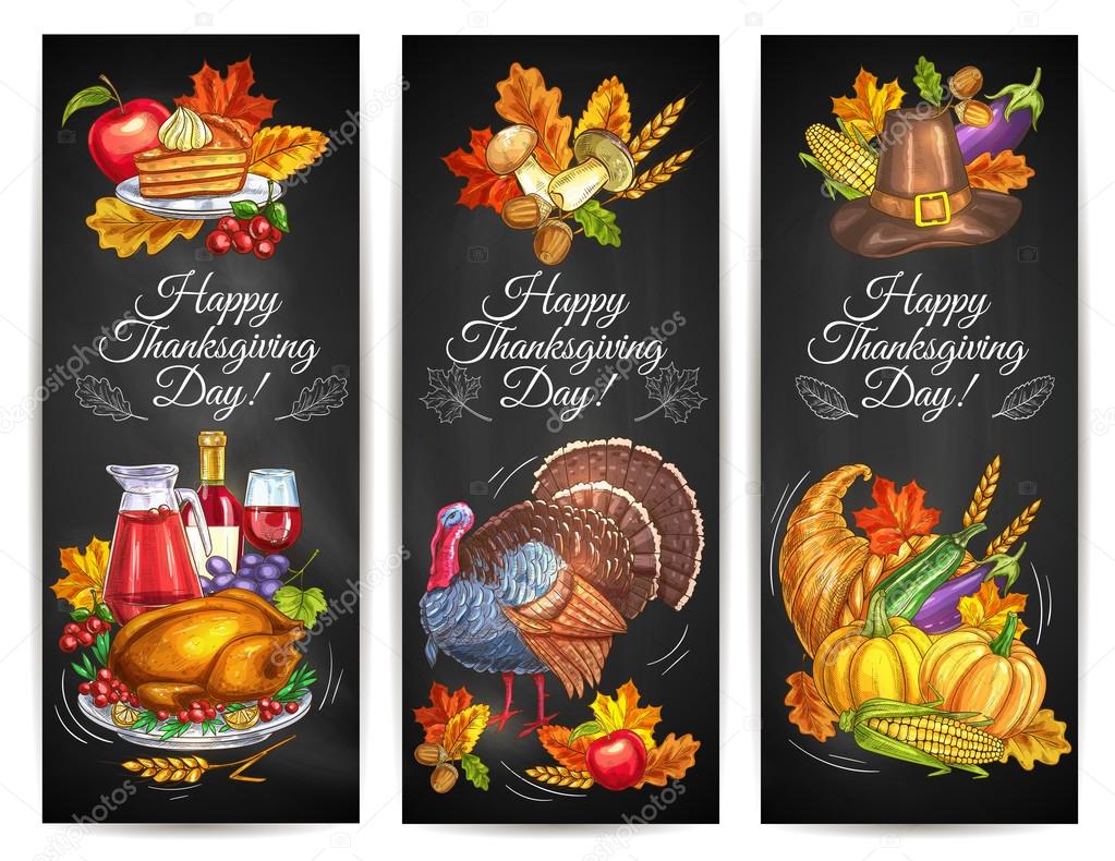Thanksgiving Day greeting banners, posters