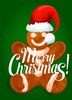 Noel zencefilli kurabiye adam santas kırmızı şapkalı