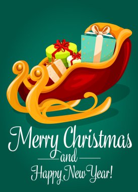 Santas Hediyelik kutu Noel tebrik kartı atlı kızak