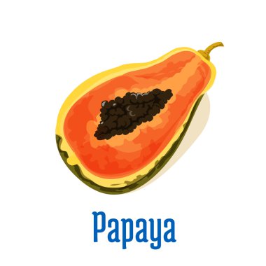 Simge ile ikiye ayırmak papaya tohum. Meyve amblemi