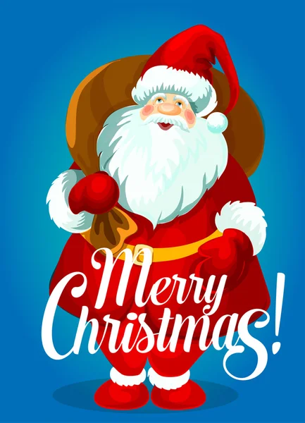 Vánoční plakát Santa Claus s taštička — Stockový vektor