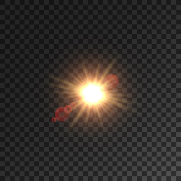 Luz do sol, estrela com efeito de chama da lente — Vetor de Stock