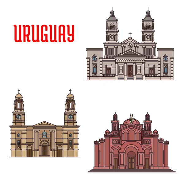 Uruguay arquitectura edificios fachadas elementos — Vector de stock