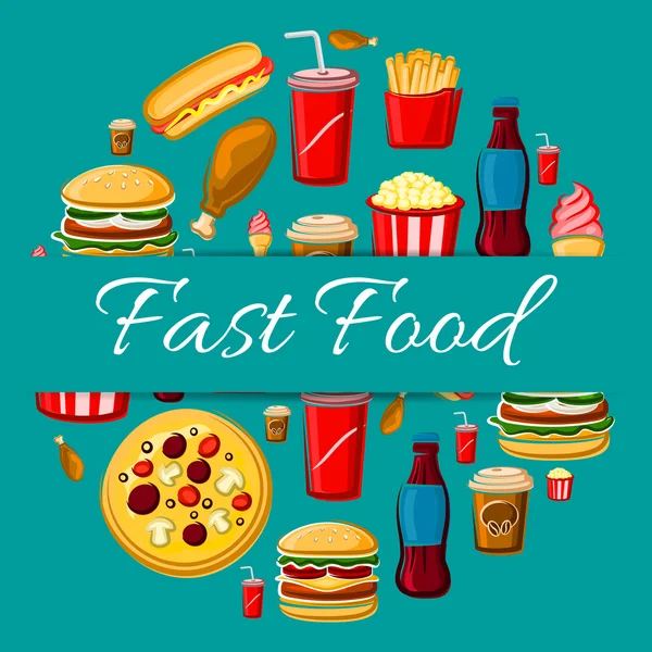 Fast-food maaltijd pictogrammen voor embleem ontwerp — Stockvector