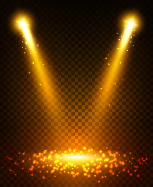 ステージ上の金のスポット光ビーム — ストックベクタ