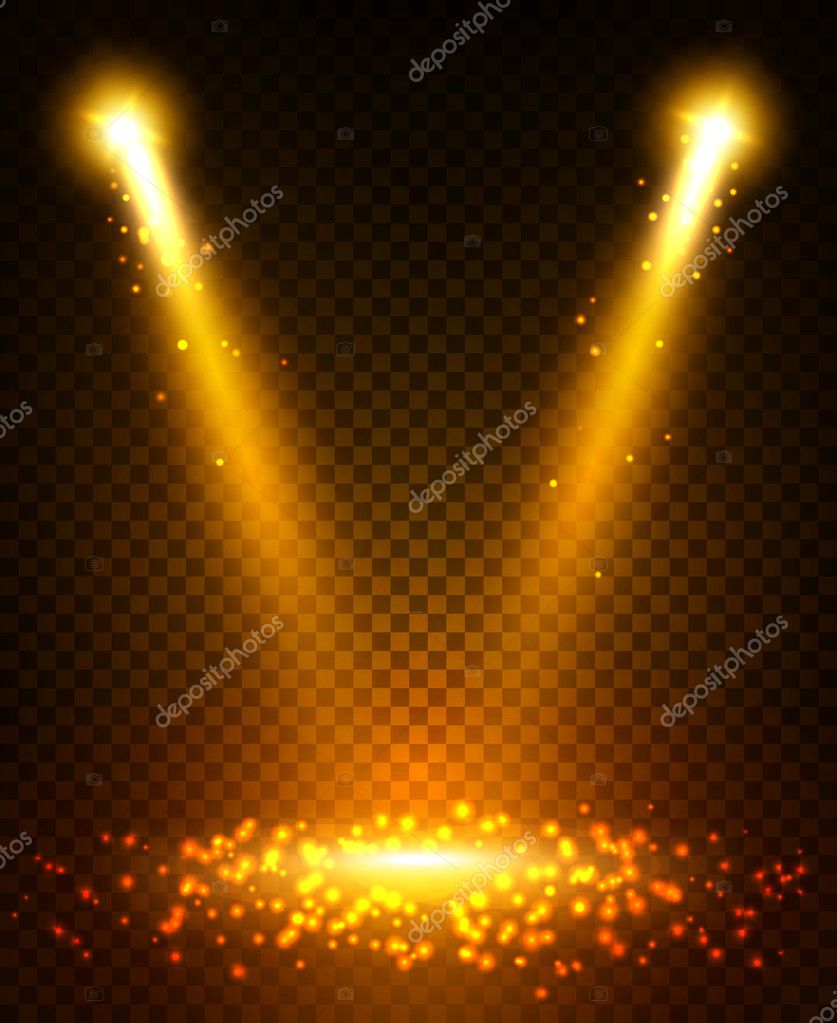 ステージ上の金のスポット光ビーム ストックベクター C Seamartini