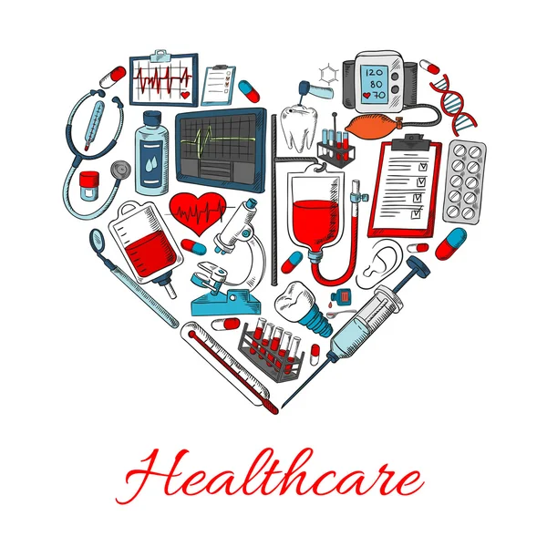 Υγειονομικής περίθαλψης εικονίδια στο σχήμα της καρδιάς — Διανυσματικό Αρχείο