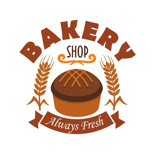 Frisch gebackenes Brot Ikone für Bäckerladen-Etikett — Stockvektor