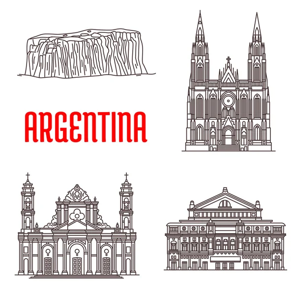 Argentina monumenti naturali e architettonici — Vettoriale Stock