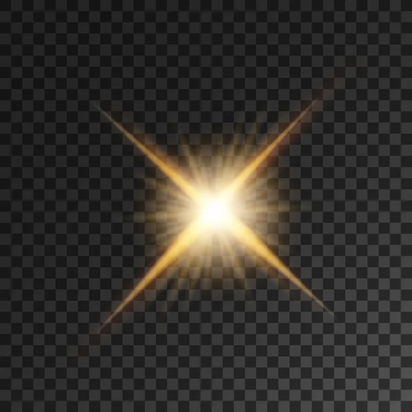 Luz brillante de la estrella del oro flash — Vector de stock