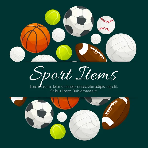 Sportovní zboží a koule vektor štítku znak — Stockový vektor