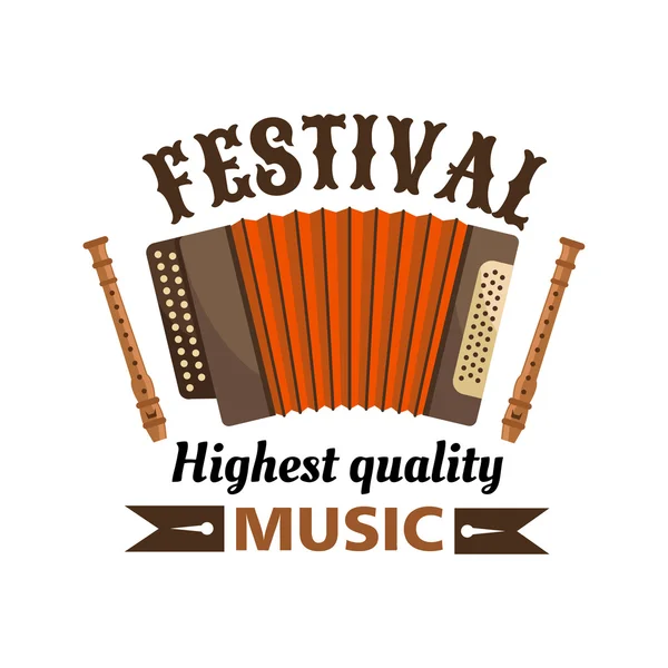 Festival de musique isolé vecteur label emblème — Image vectorielle