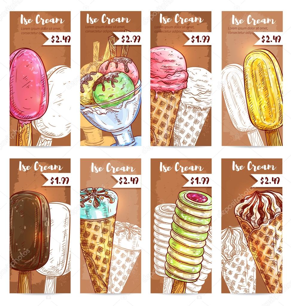 Ice cream assortment for menu card