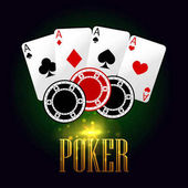 Banner poker s hrací karty a čipy