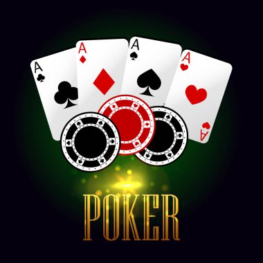 Poker afiş iskambil ve patates kızartması ile