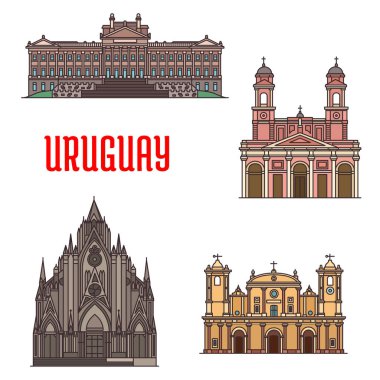 Uruguay architecture tourist attraction icons clipart
