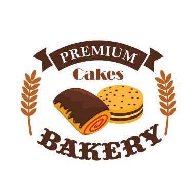 Ekmek, pasta dükkanı vektör busniess amblemi etiket.