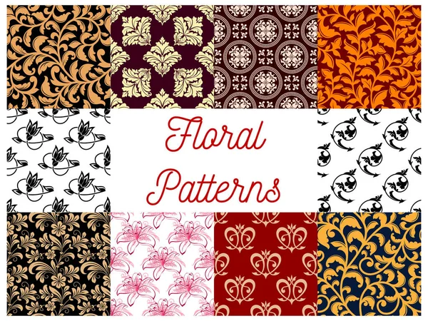 Patrones decorativos ornamentados estilizados florales — Archivo Imágenes Vectoriales