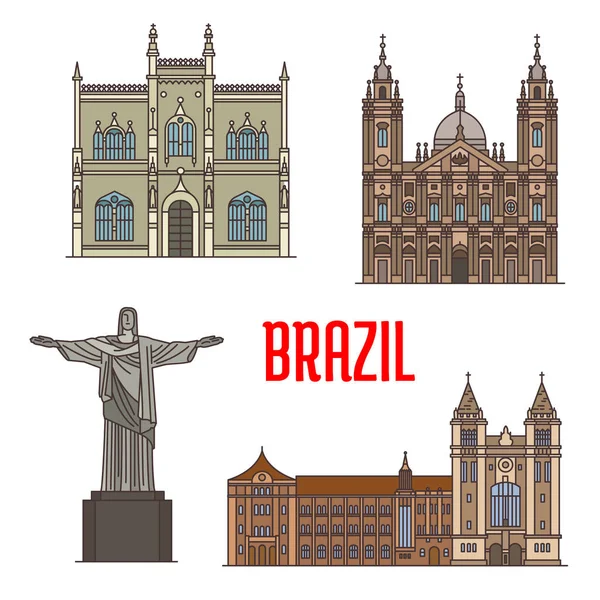 Monumentos de la arquitectura de atracción turística en Brasil — Vector de stock